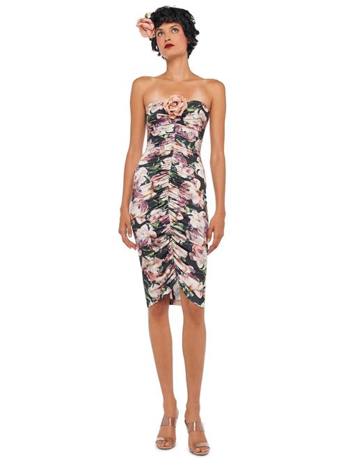 strapless shirred front dress to knee NORMA KAMALI | KK1253PLD89670PEONY